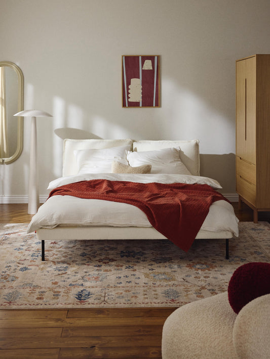 Amelia Upholstered Bed with Teddy Bouclé Cover