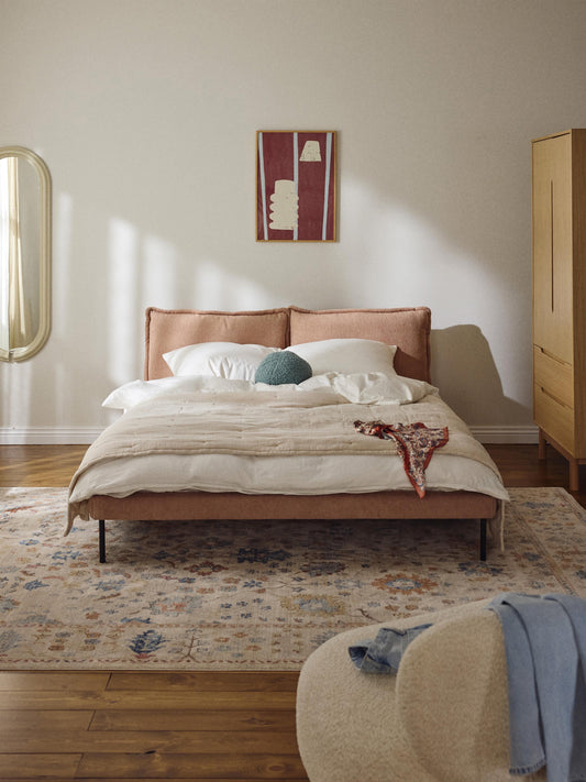 Amelia Upholstered Bed with Teddy Bouclé Cover