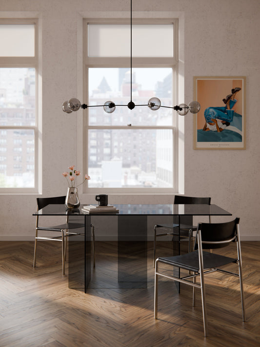 Anouk Glass Dining Table, Measuring 180 x 90 cm