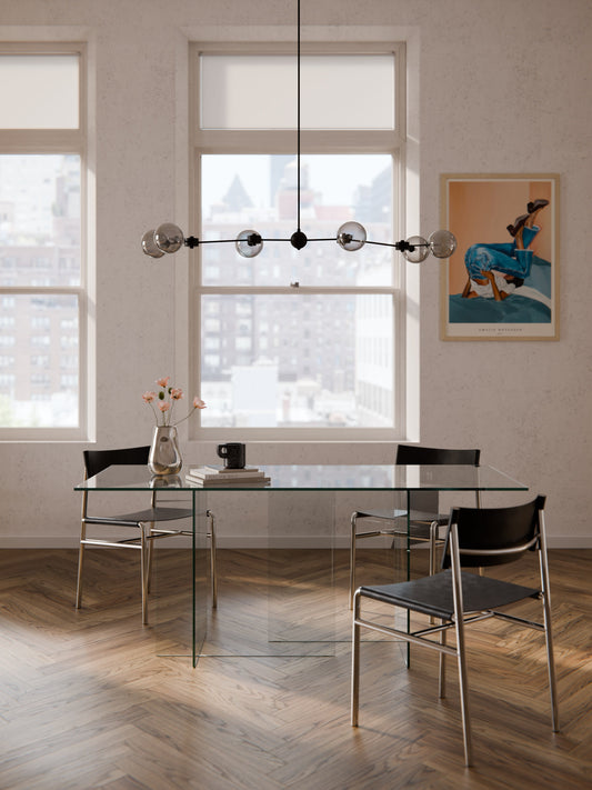 Anouk Glass Dining Table, Measuring 180 x 90 cm