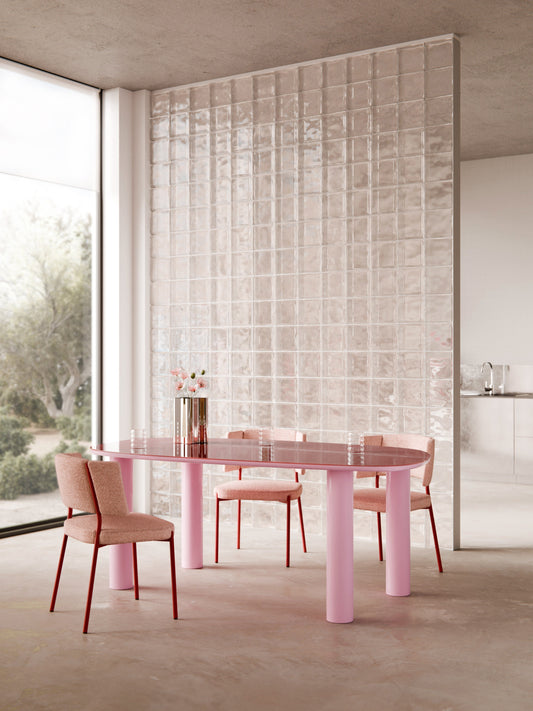 Beni Glass-Top Dining Table, Organic, 200 x 110 cm