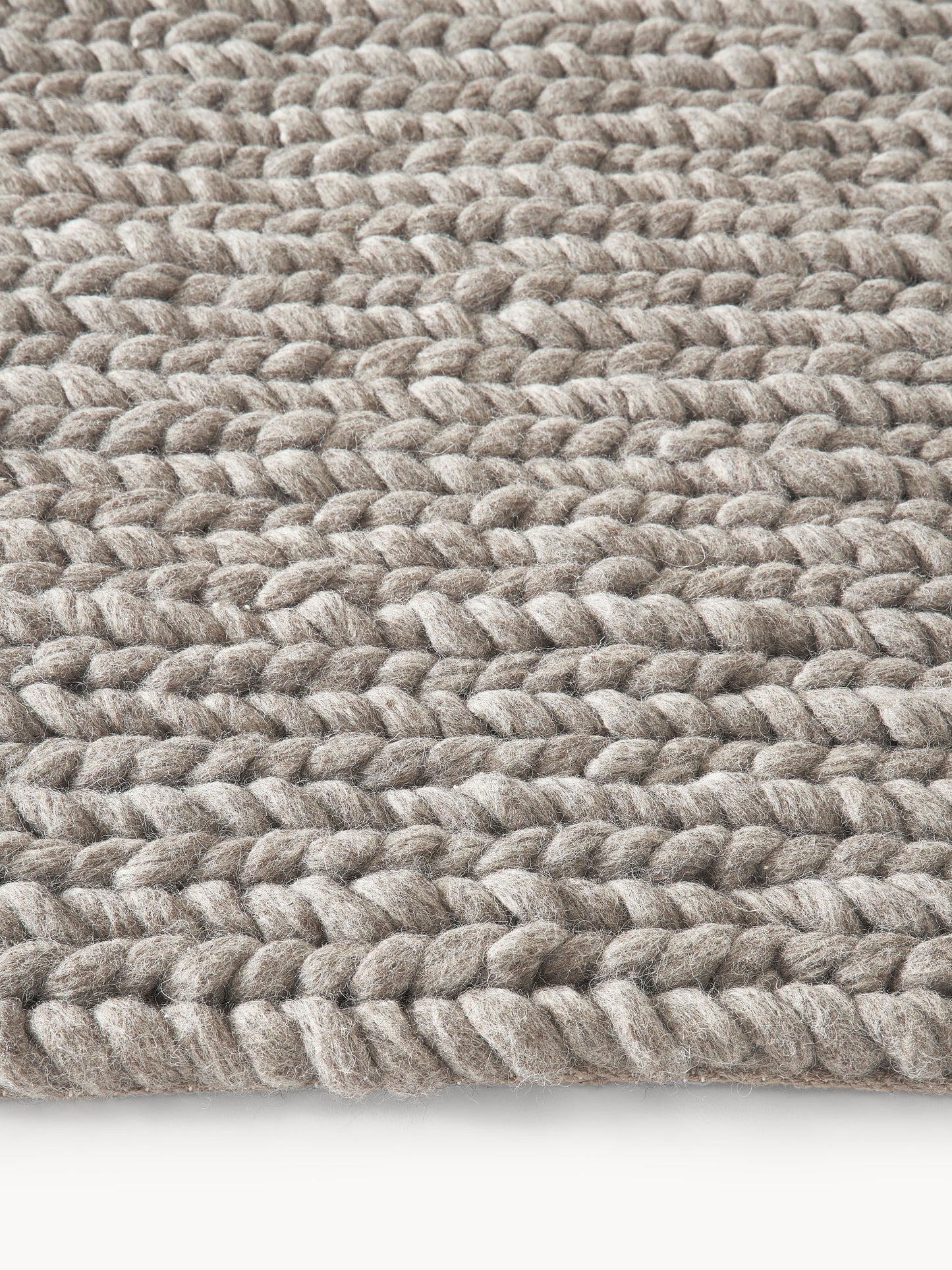 Bruna Rug in Handmade Wool with Braided Texture