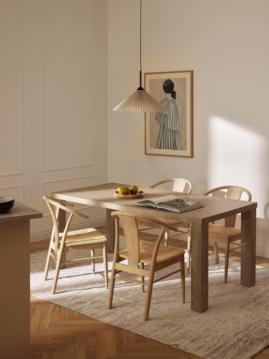 Carl Dining Table in Marble Look, Measuring 180 x 90 cm