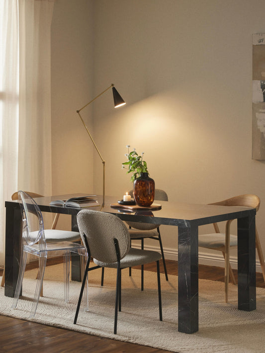 Carl Dining Table in Marble Look, Measuring 180 x 90 cm