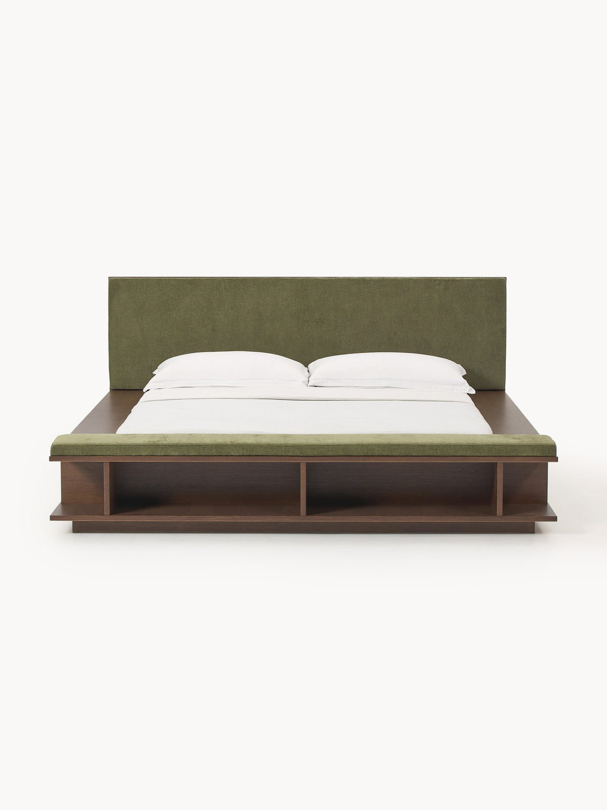 Clark Wood Bed Frame with Bench and Side Shelves