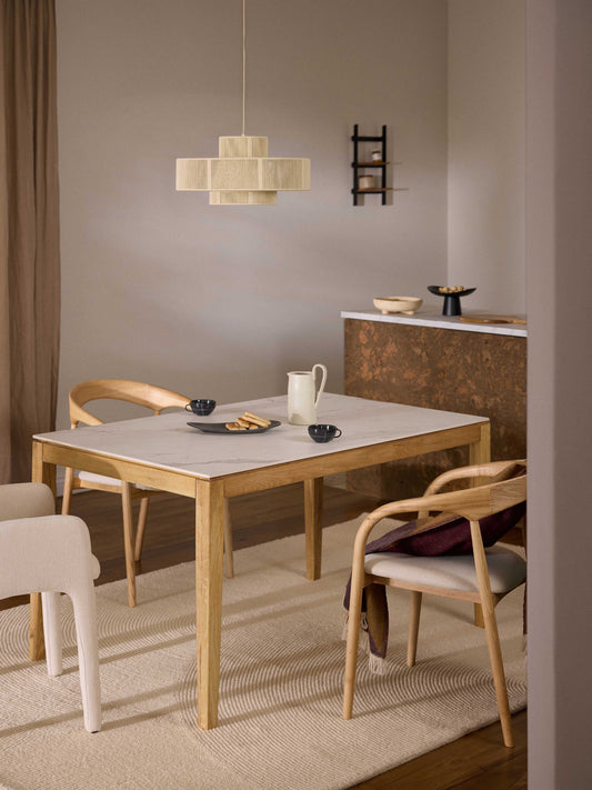 Jackson Dining Table, Marble-Look Tabletop, Available in Various Sizes