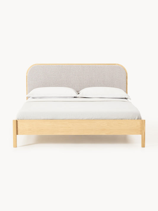 Jones Wood Bed with Bouclé Headboard