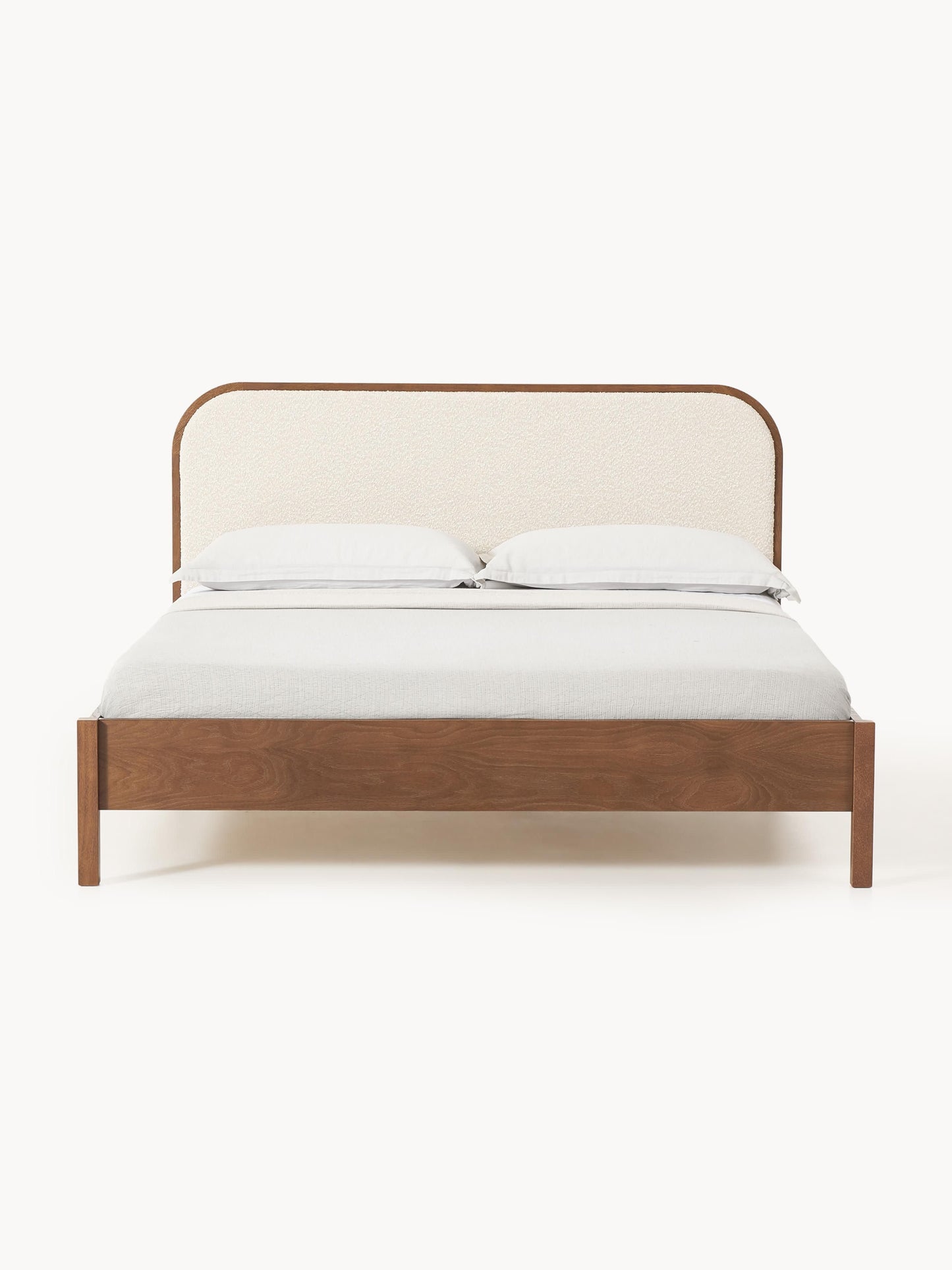 Jones Wood Bed with Bouclé Headboard