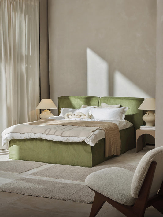 Lennon Corduroy Box Spring Bed Frame
