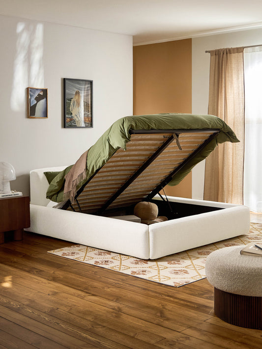 Melva Bed Frame with Storage, Upholstered