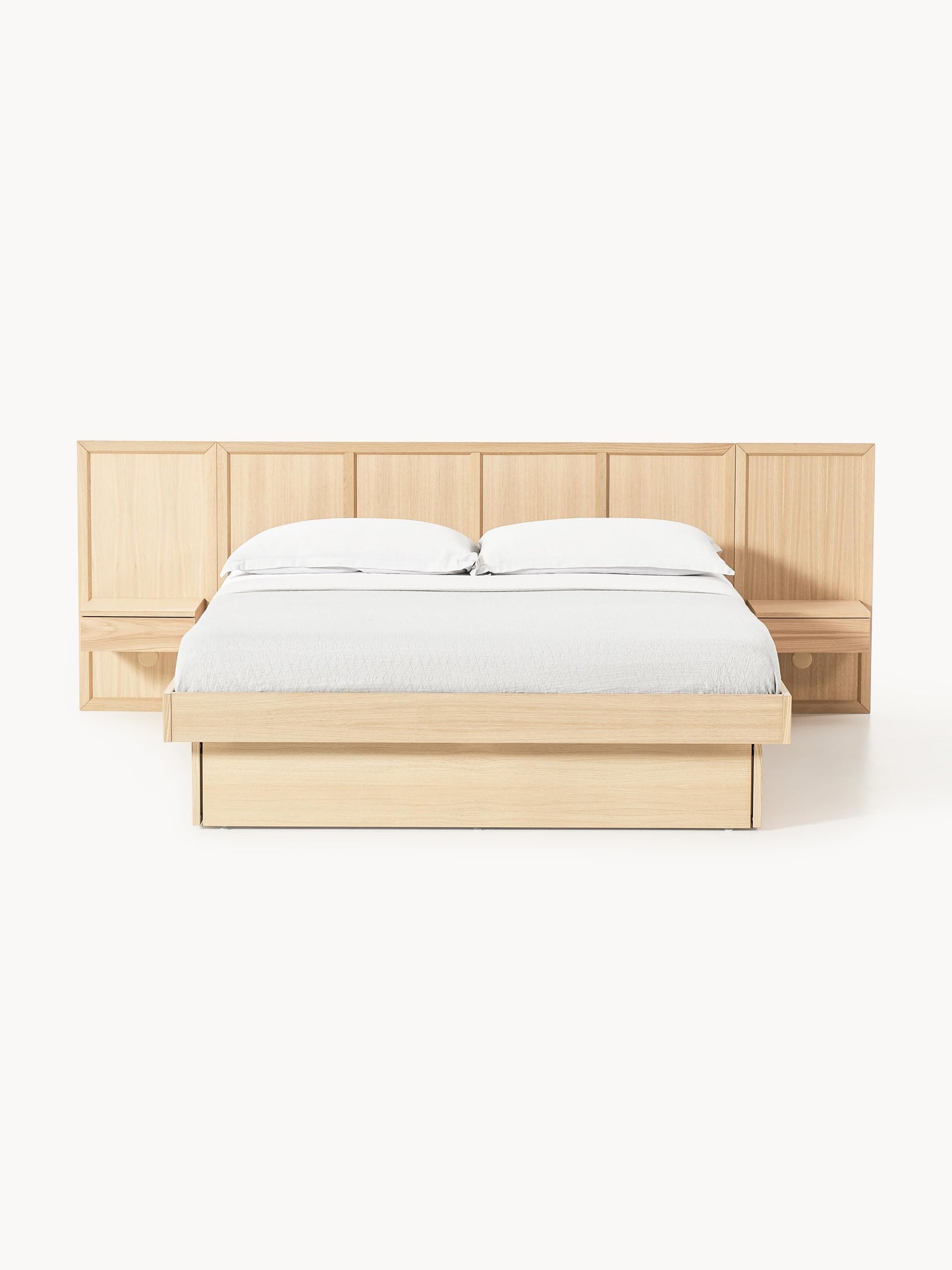 Nanto Bed Made from Wood with Headboard and Bedside Tables