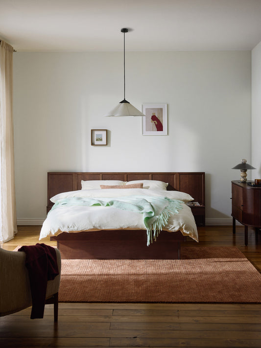 Nanto Bed Made from Wood with Headboard and Bedside Tables