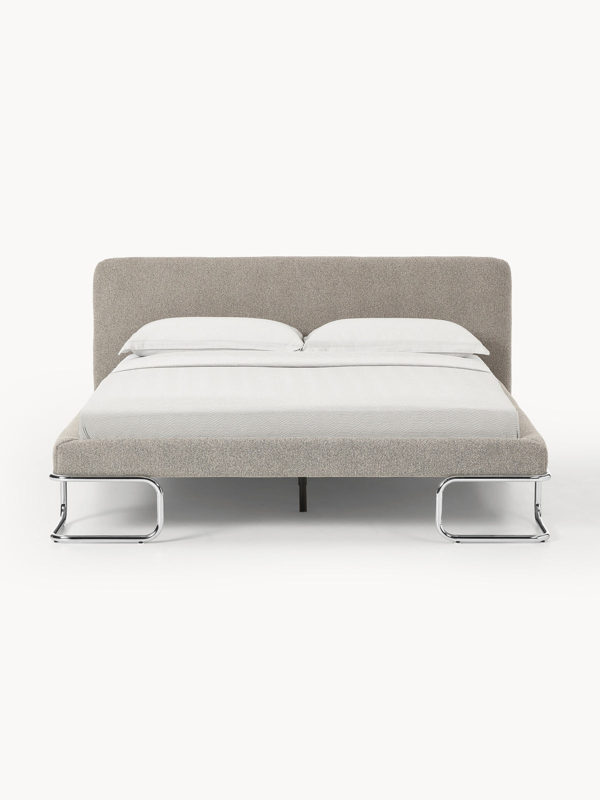 Olina Upholstered Bed with Bouclé Cover and Metal Legs