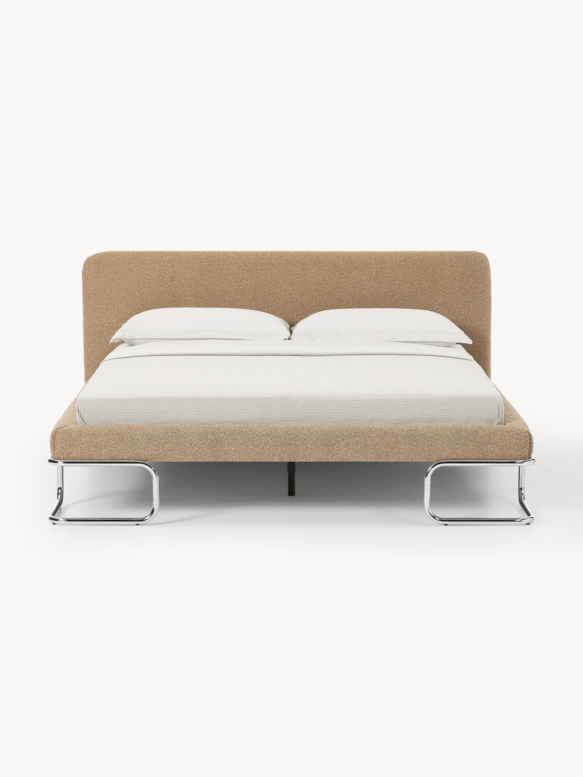 Olina Upholstered Bed with Bouclé Cover and Metal Legs