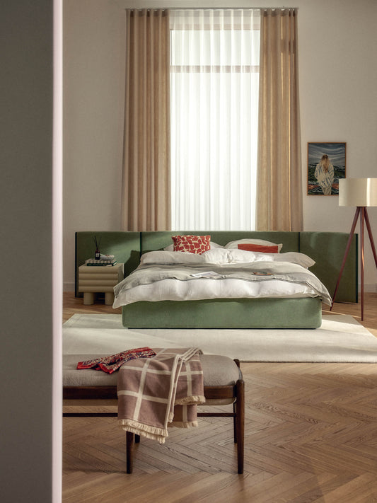 Otis Bed Frame with Folding Headboard, Upholstered
