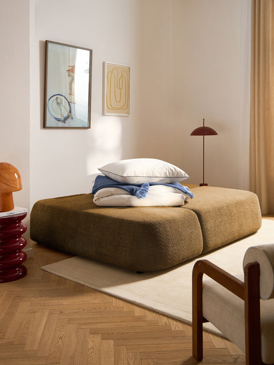 Pao Sofa Bed with Storage in Teddy Bouclé