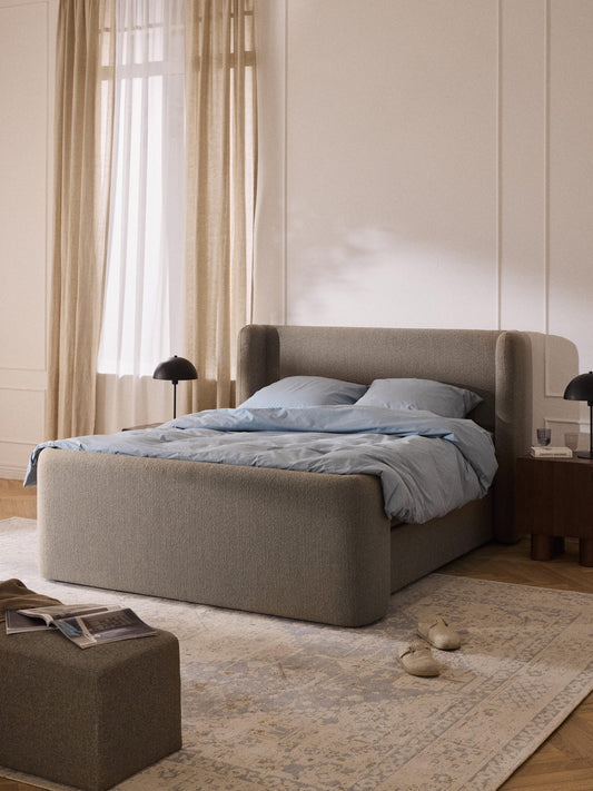 Perla Box Spring Bed Frame in Bouclé