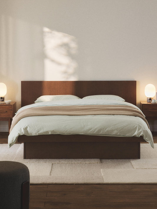 Sato Wood Bed with Drawers and Headboard