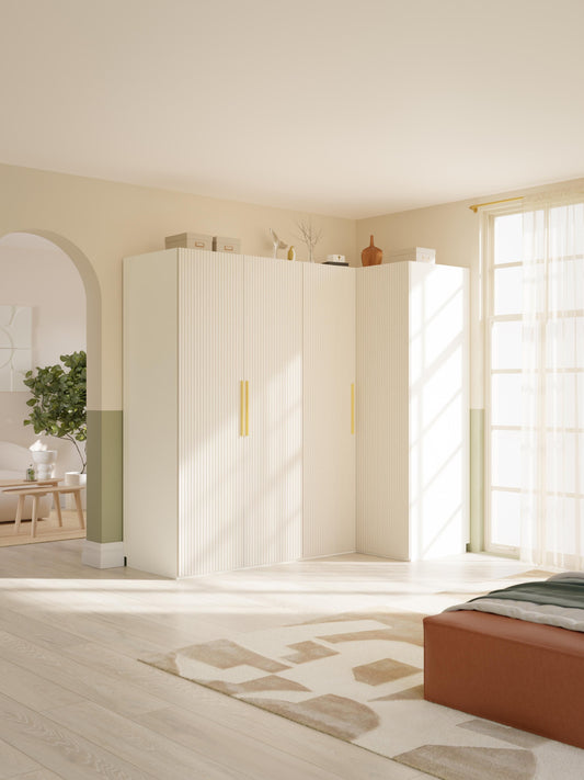 Simone Corner Wardrobe, Modular, in Various Sizes, 215 cm Wide