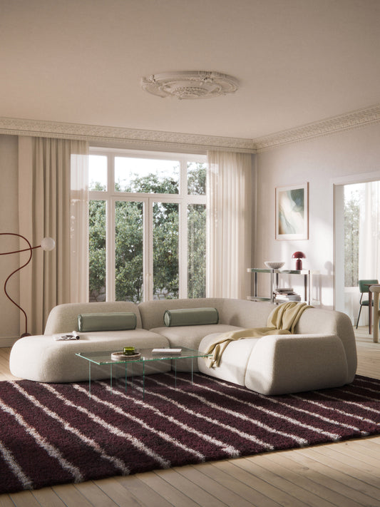 Wolke Modular Corner Settee in Bouclé with Chaise Longue (4-Seater)