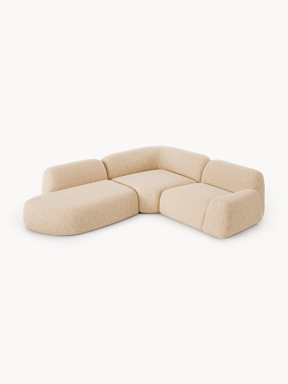 Wolke Modular Corner Settee in Bouclé with Chaise Longue (4-Seater)