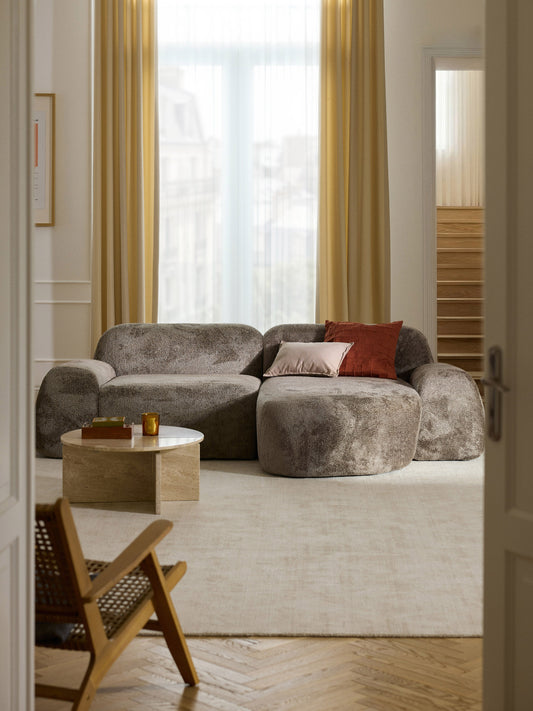 Wolke Modular Corner Sofa with Teddy Bouclé Cover (3-Seater)