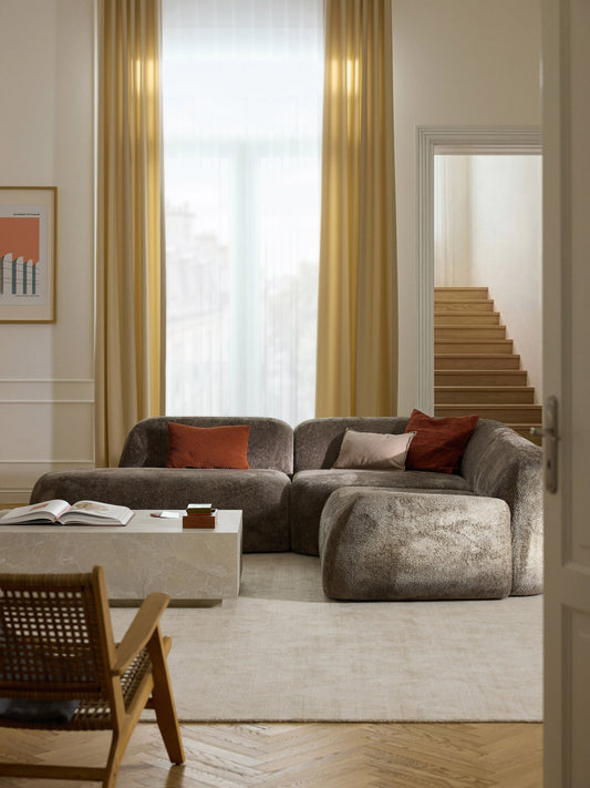 Wolke Modular Teddy Bouclé Corner Settee with Chaise Longue (4-Seater)