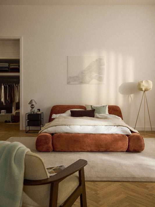 Wolke Upholstered Bed with Teddy Bouclé Cover
