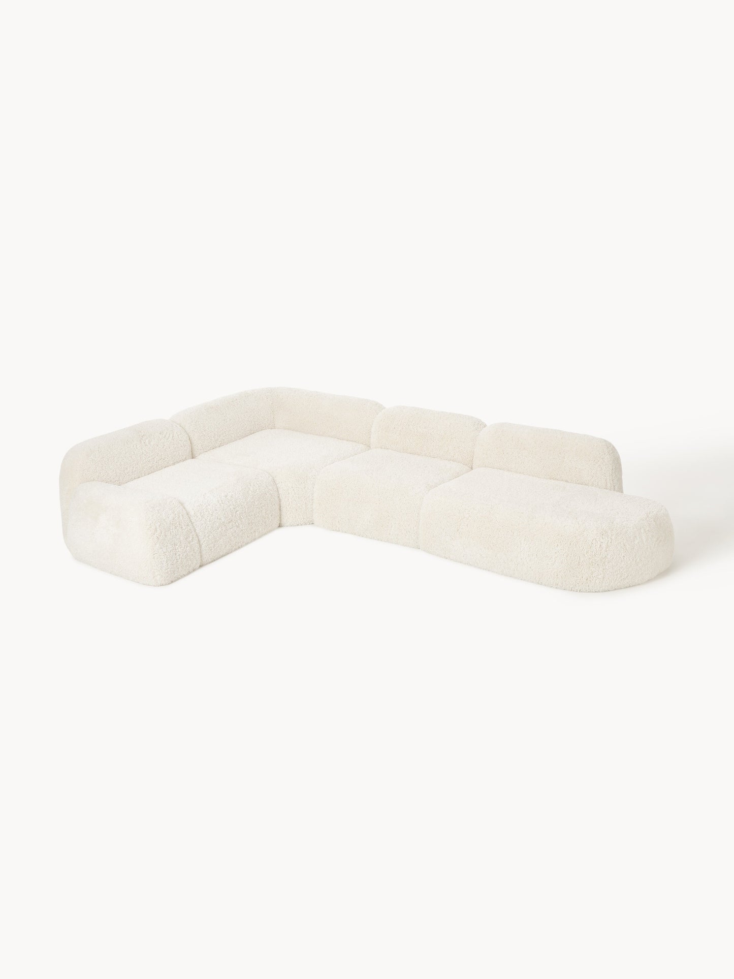 Wolke XL Corner Sofa in Teddy with Chaise Longue, Modular