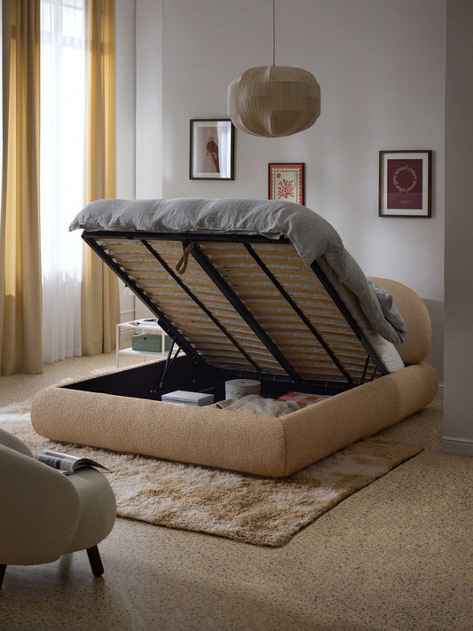 Alba Storage Bed in Bouclé, Upholstered