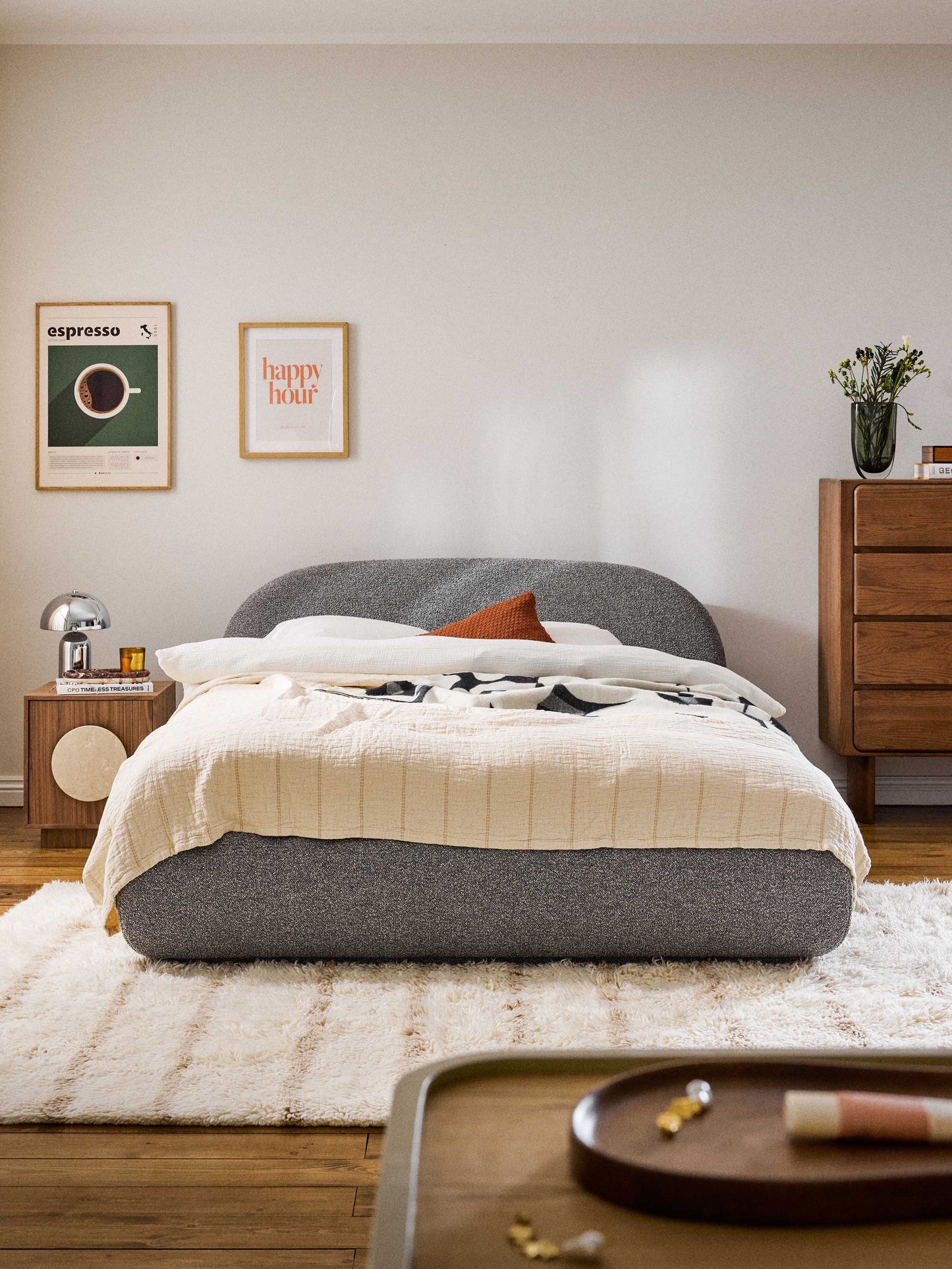 Alba Upholstered Bed with Bouclé Cover