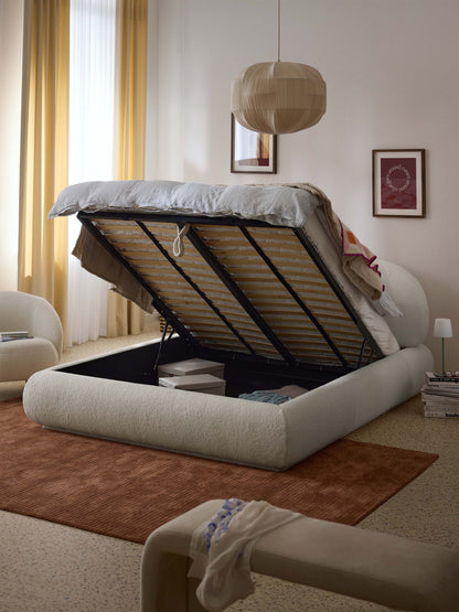 Alba Upholstered Bed with Teddy Cover and Storage