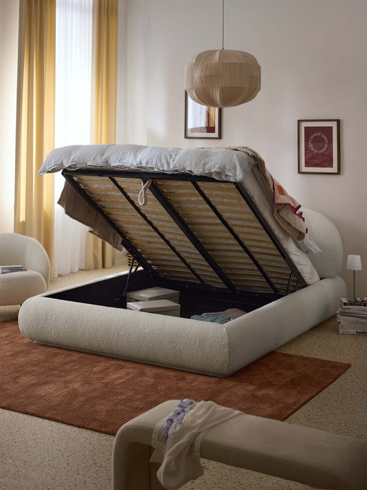 Alba Upholstered Bed with Teddy Cover and Storage
