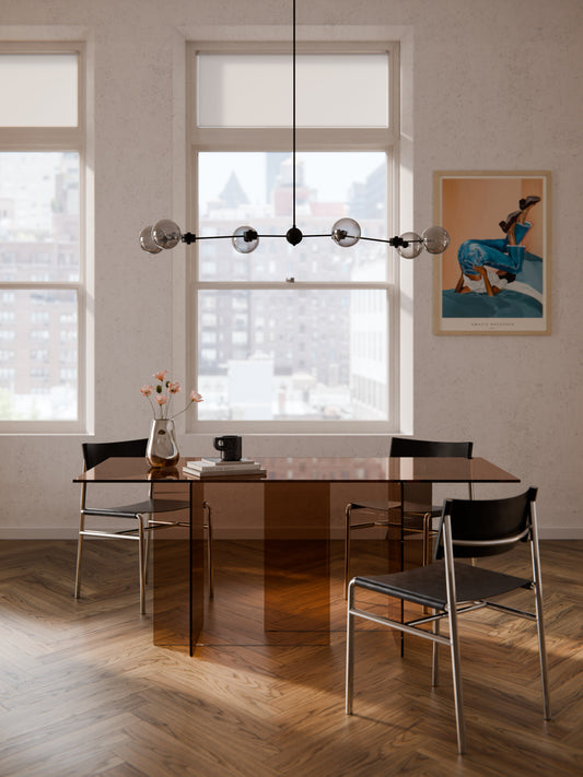 Anouk Glass Dining Table, Measuring 180 x 90 cm