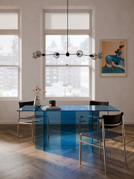 Anouk Glass Dining Table, Measuring 180 x 90 cm