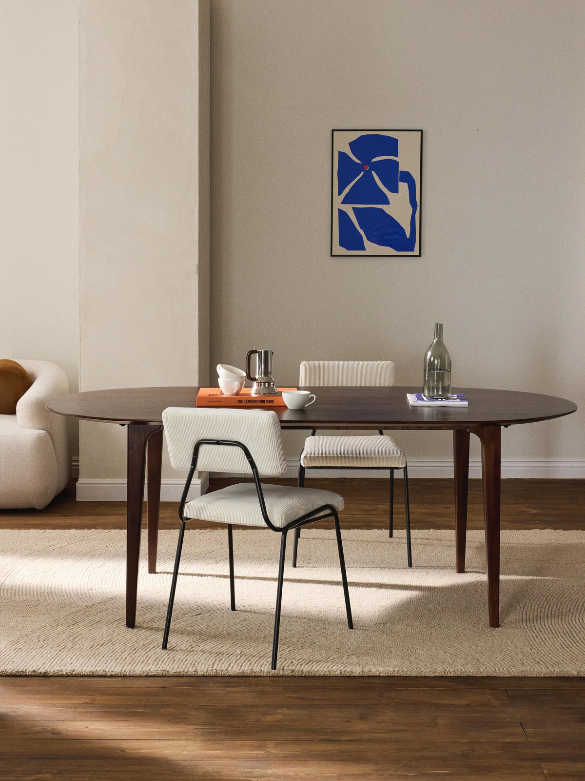 Archie Oval Dining Table Made of Mango Wood, 200 x 100 cm