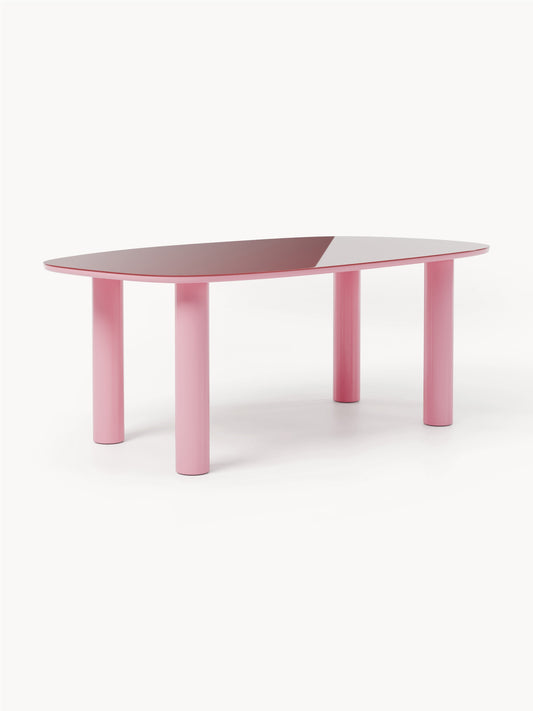 Beni Glass-Top Dining Table, Organic, 200 x 110 cm