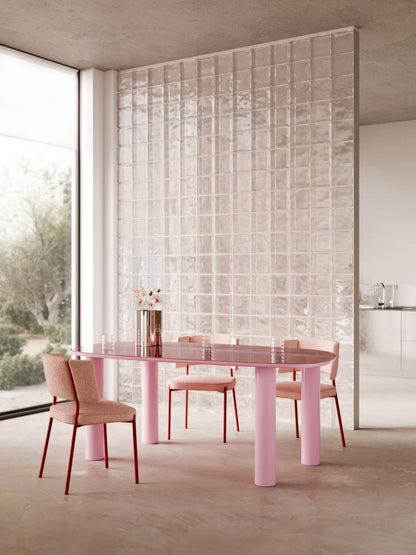 Beni Glass-Top Dining Table, Organic, 200 x 110 cm