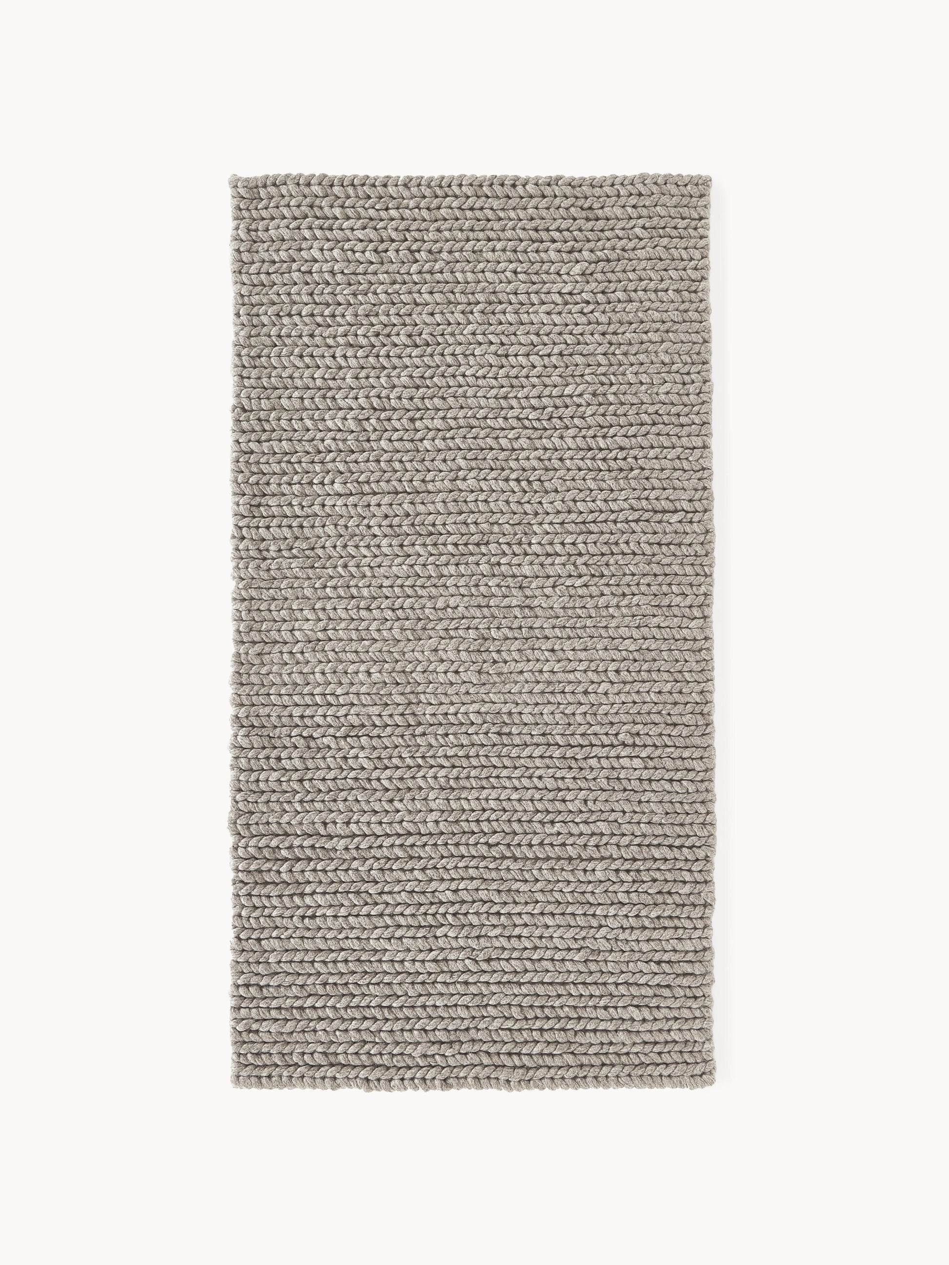 Bruna Rug in Handmade Wool with Braided Texture