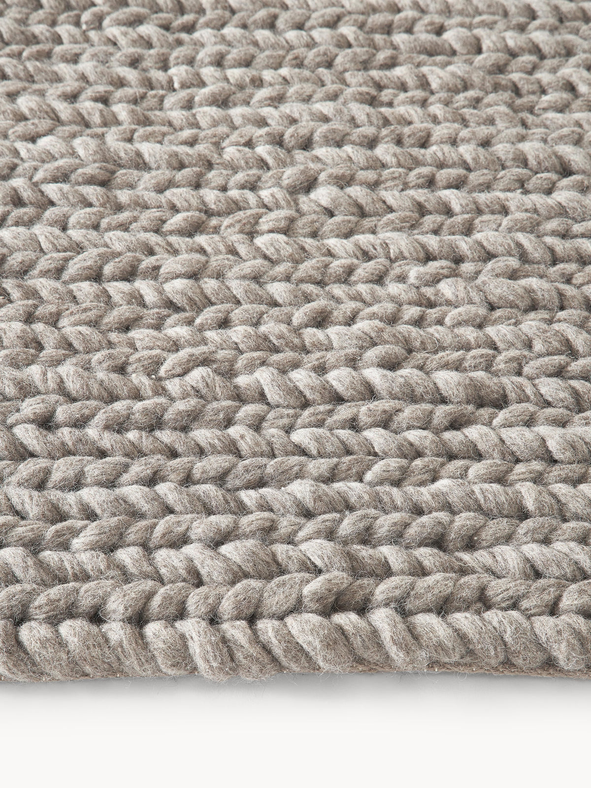 Bruna Rug in Handmade Wool with Braided Texture