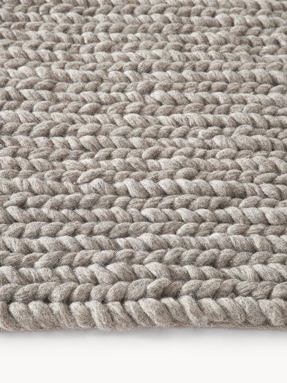 Bruna Rug in Handmade Wool with Braided Texture