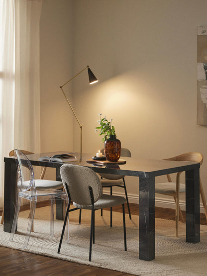 Carl Dining Table in Marble Look, Measuring 180 x 90 cm