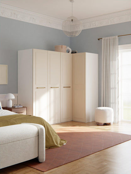 Charlotte Corner Wardrobe, Modular, in Various Sizes, 215 cm Wide