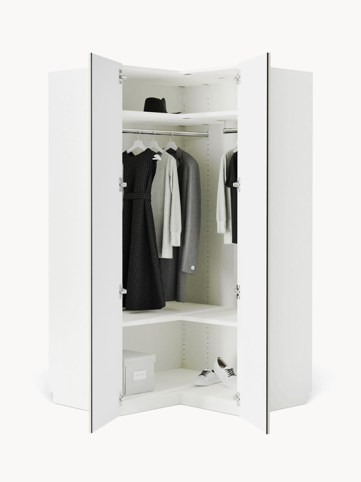 Charlotte Wardrobe for Corners, 115 cm Wide, Modular