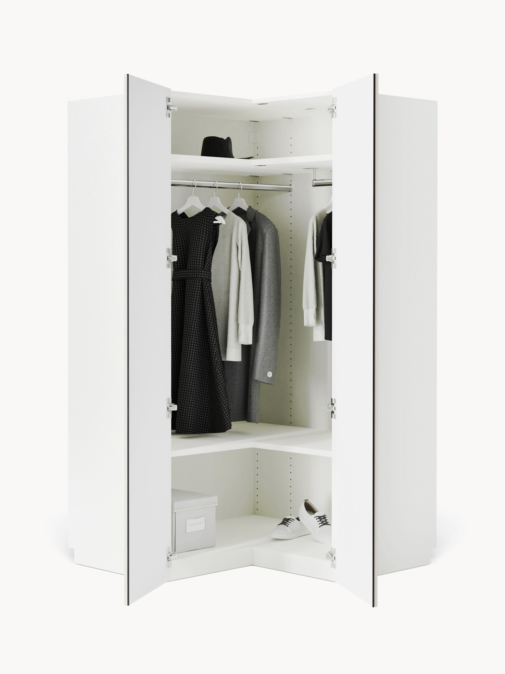 Charlotte Wardrobe for Corners, 115 cm Wide, Modular