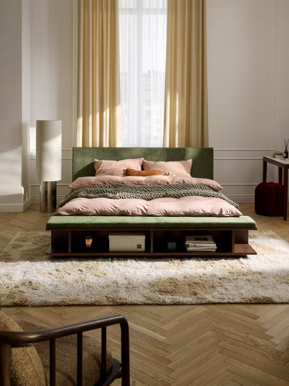 Clark Wood Bed Frame with Bench and Side Shelves