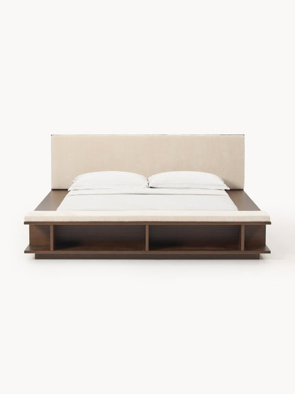 Clark Wood Bed Frame with Bench and Side Shelves