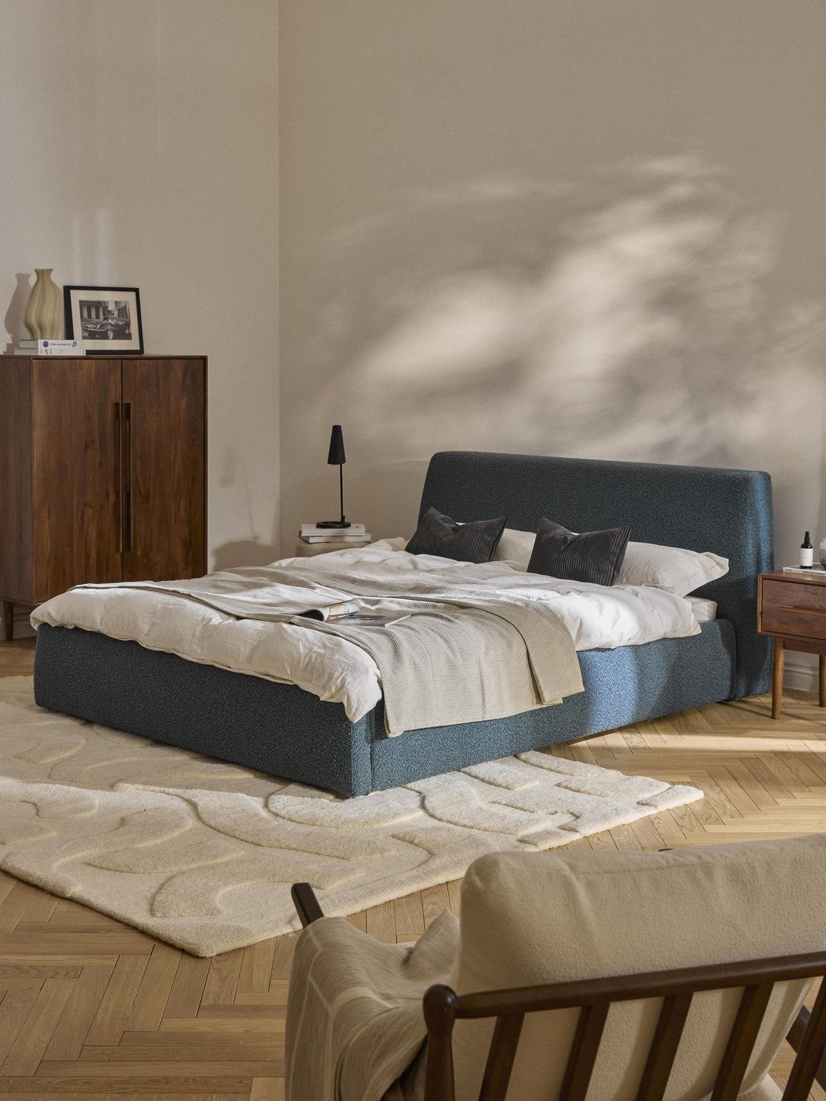 Cloud Upholstered Bed with Bouclé Cover
