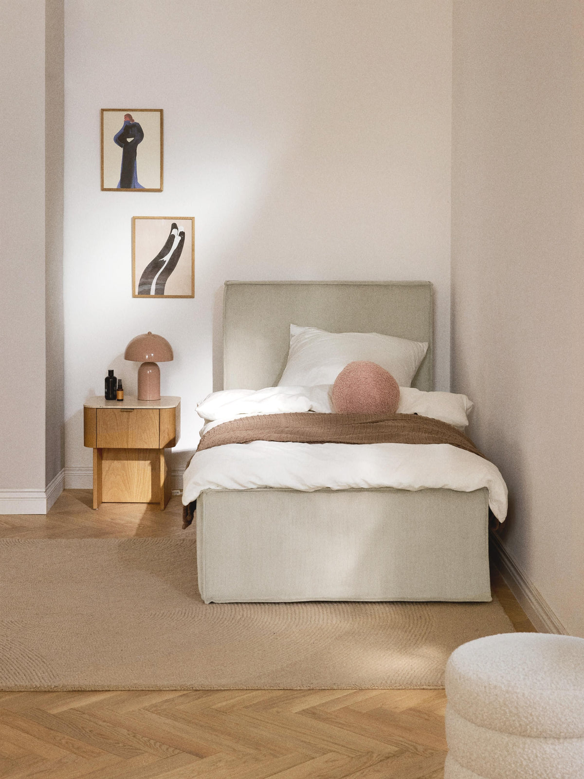 Dream Single Bed with Storage, in Corduroy