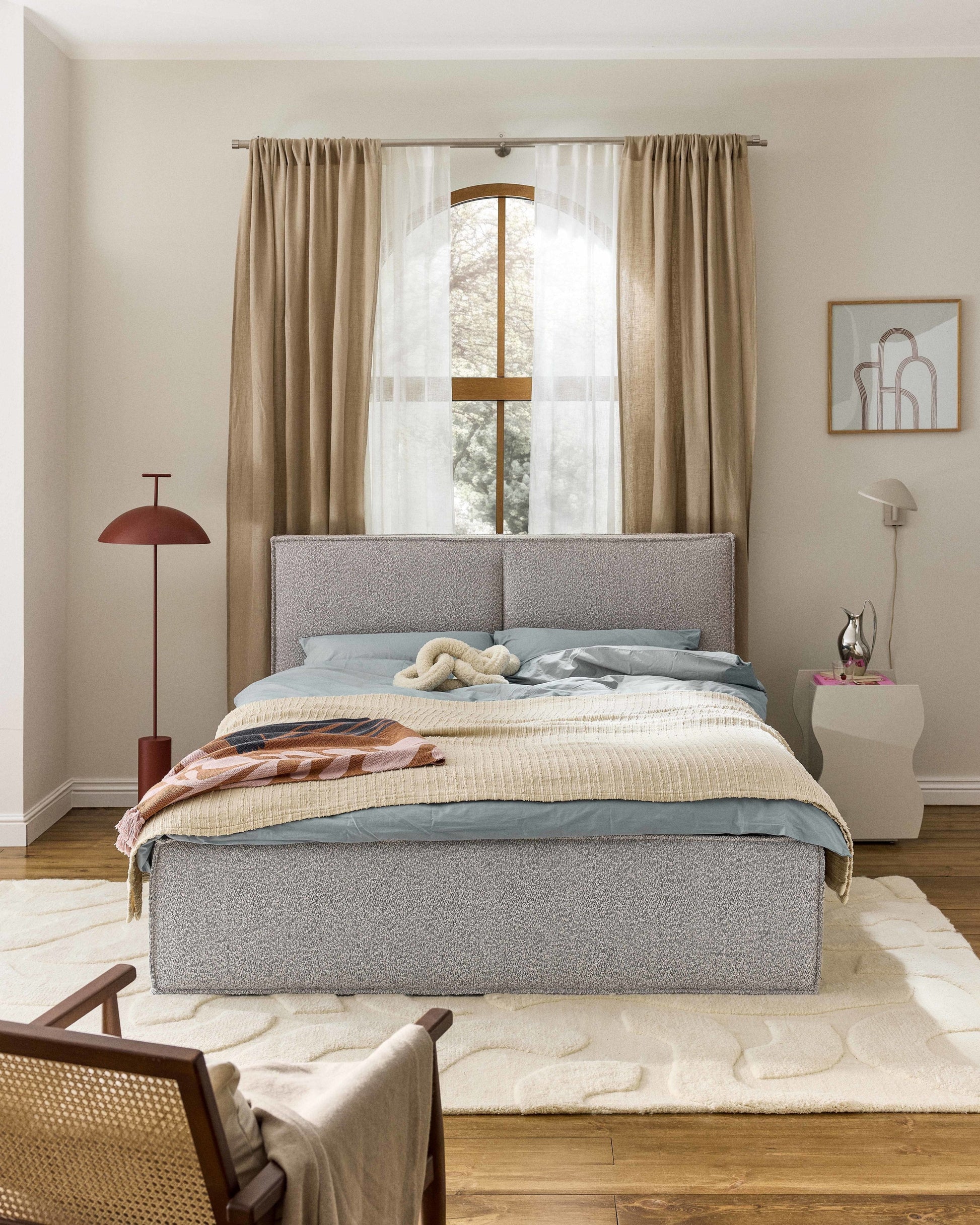 Dream Upholstered Bed with Bouclé Cover